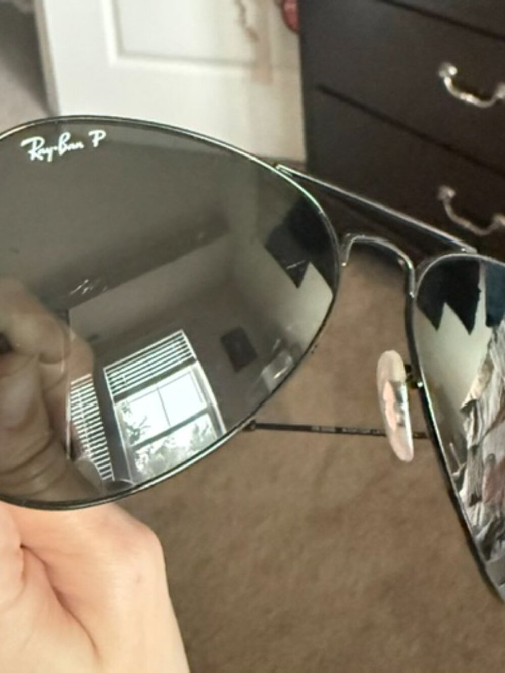 Like New Polarized Ray-Ban Black Aviator Sunglasses With Black Lenses - Picture 10 of 13